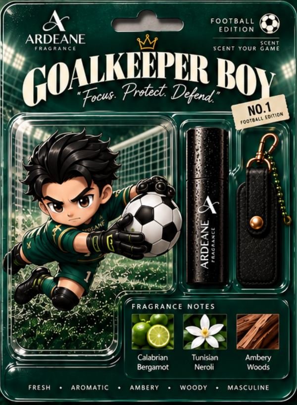 Goalkeeper Boy No.1 keychain, roll-on and pouch